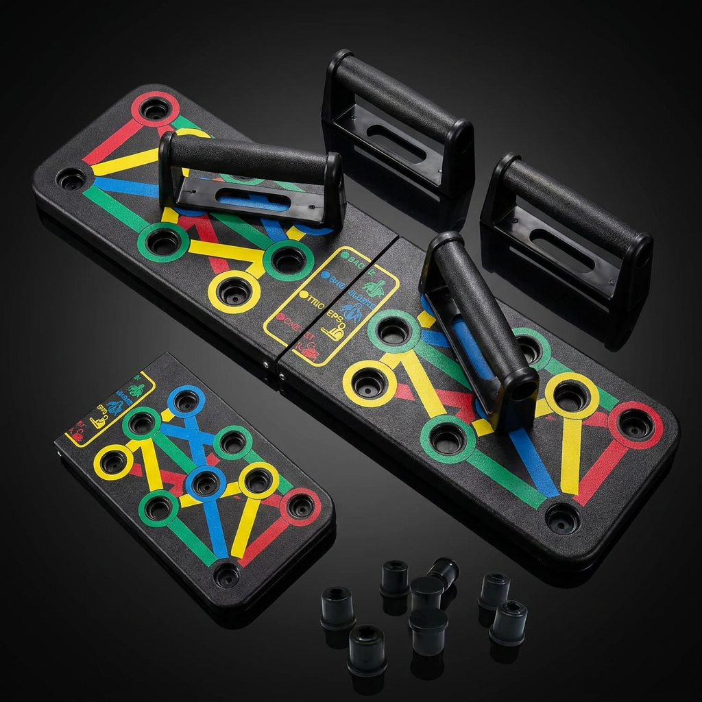 Premium foldable push-up board with color-coded handles, Muscle Hub