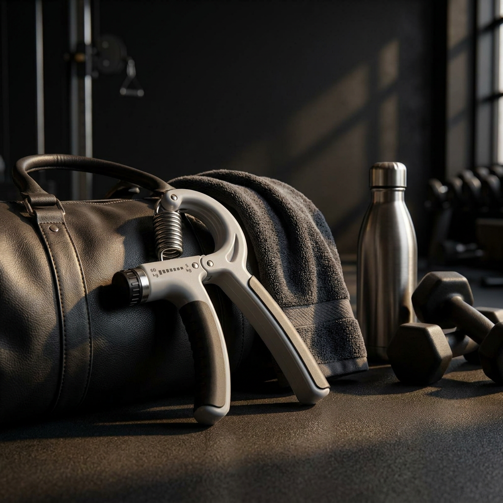 Hand gripper in gym lifestyle setting